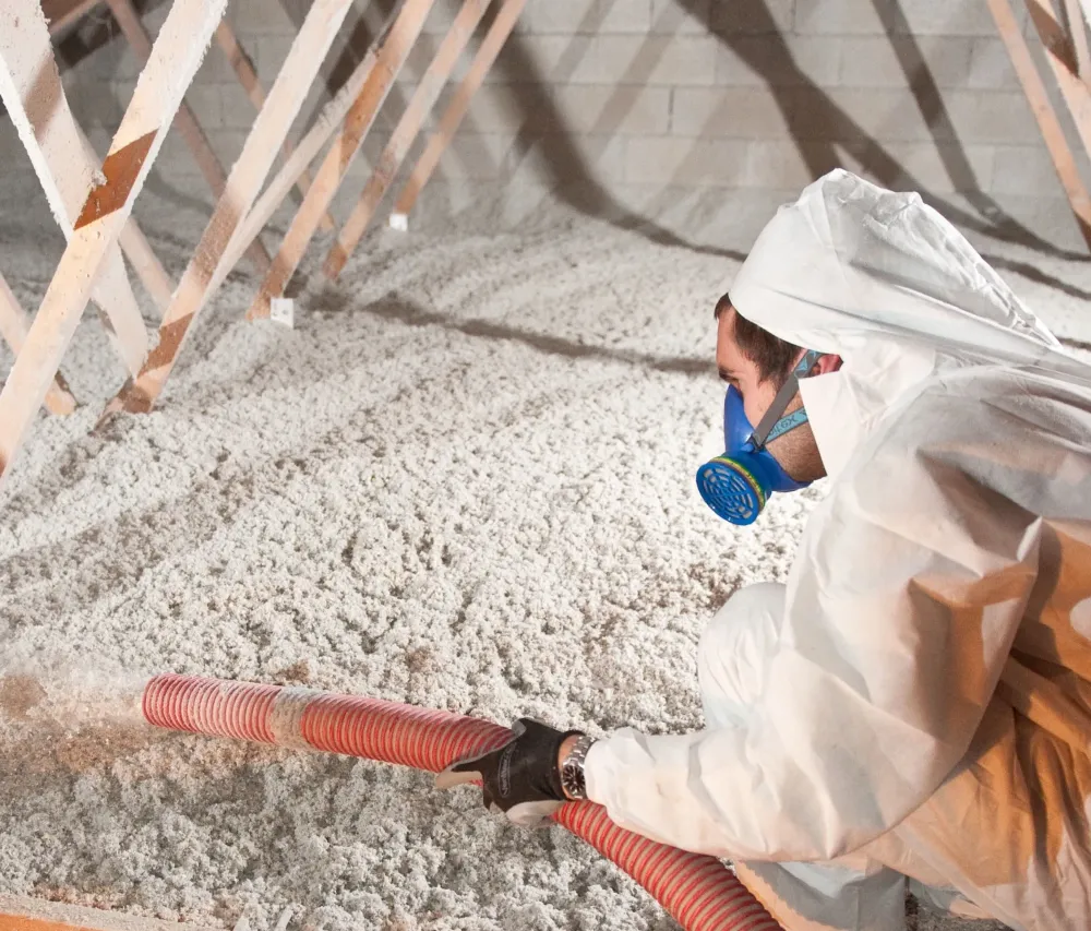 Soufflage de ouate de cellulose en combles perdus